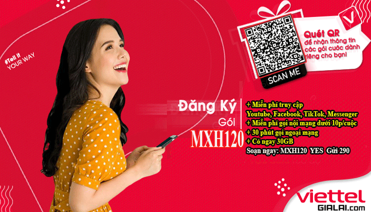 Thoả sức lướt mạng xã hội cùng gói cước MXH120 Viettel