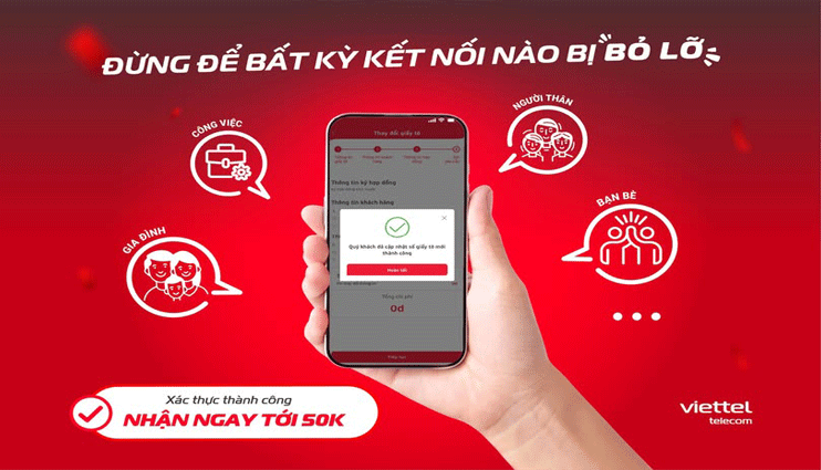 Nhận ngay tới 50k khi xác thực thành công trên MyViettel